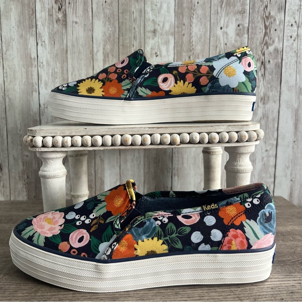 Keds Floral Rifle Paper Women's Colorful Floral Slip-On Sneakers 7.5